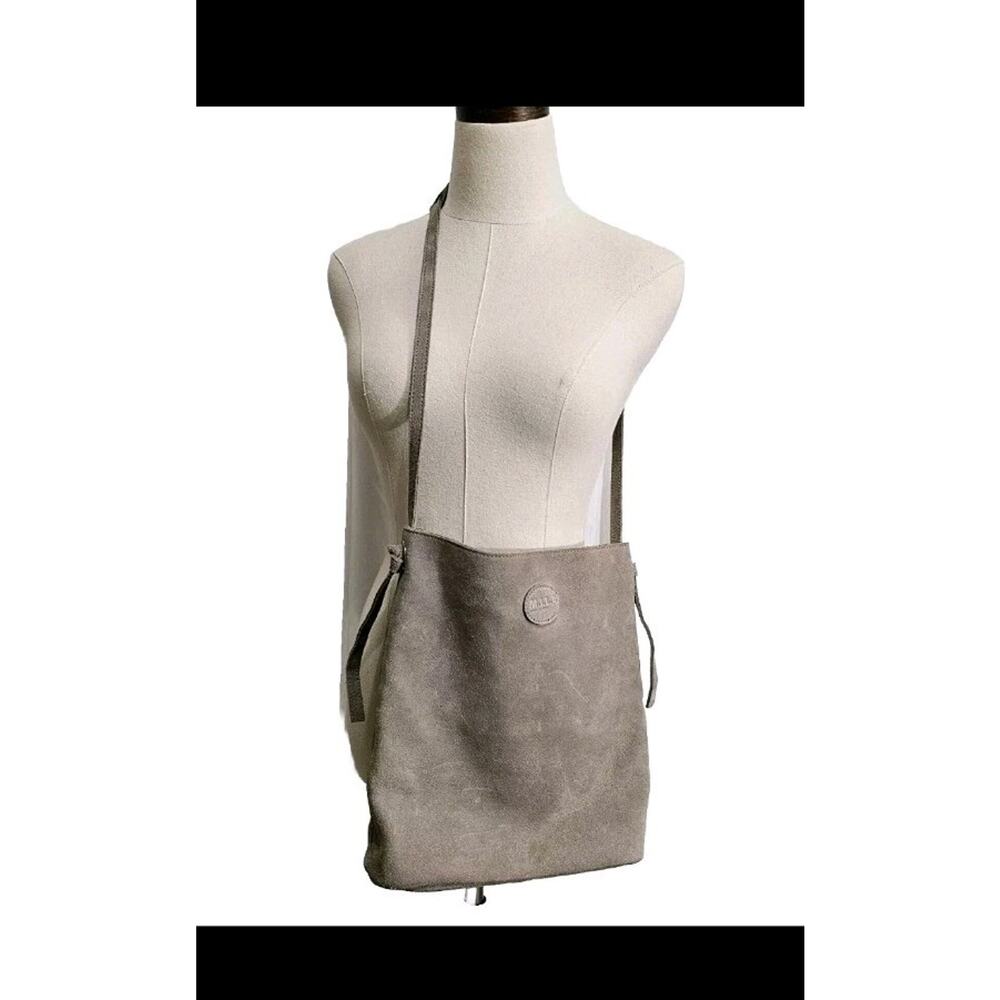 M.I.L.A. Jackie Biege Light Taupe Suede Lined Simple Quiet Luxury Crossbody Bag